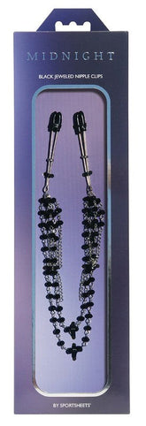 Sportsheets Midnight Black Jeweled Nipple Clips Breast and Nipple Toys
